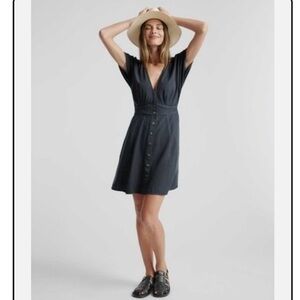 Quince Charcoal Button-Front Mini Dress